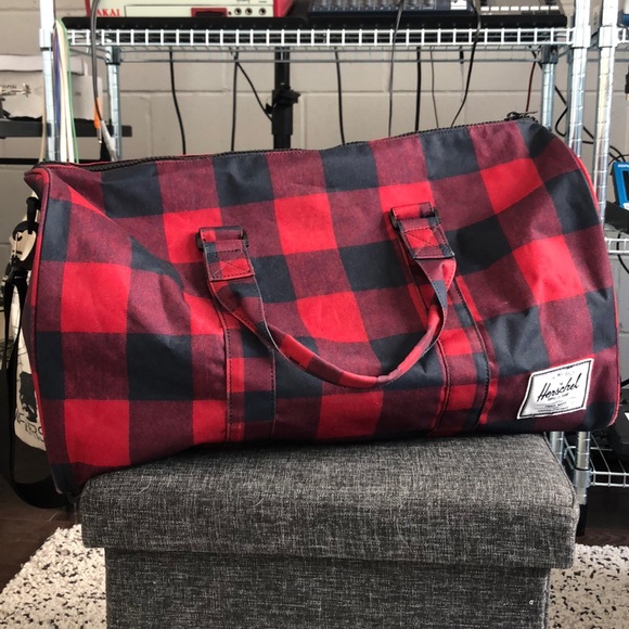 buffalo plaid duffle bag